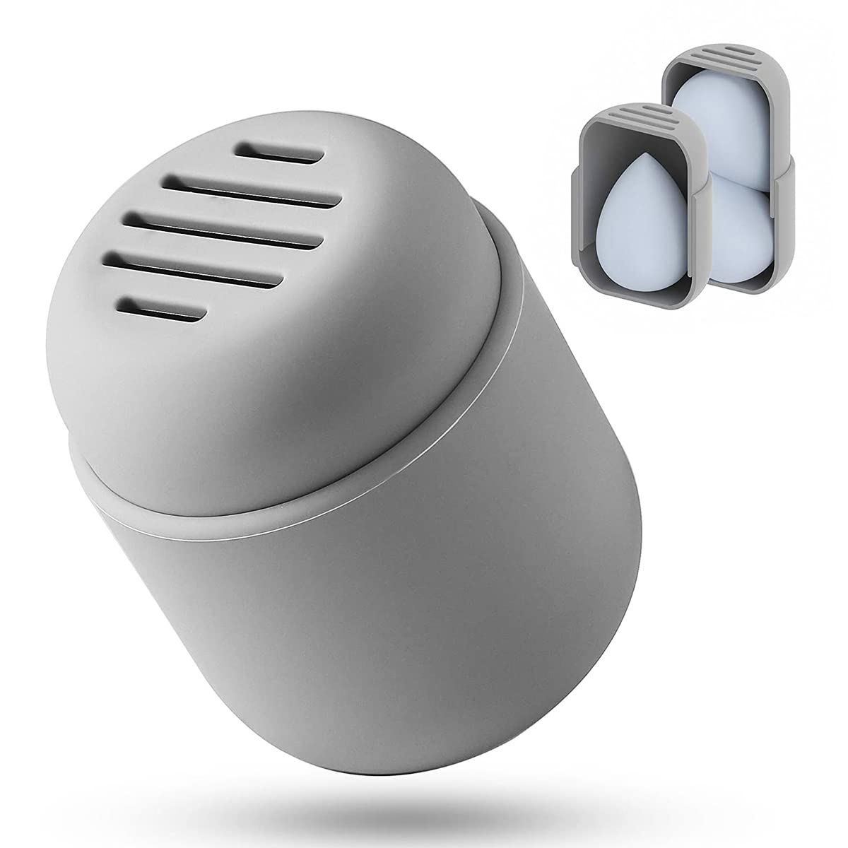 MAYCREATE Beauty Blender Case Makeup Sponge Holder Silicone Breathable Travel Cosmetic Sponge Case Blender Sponge Storage Rack Carrying Container - Grey MAYCREATE Beauty Blender Case Makeup Sponge Holder Silicone Breathable Travel Cosmetic Sponge Case Blender Sponge Storage Rack Carrying Container - Grey